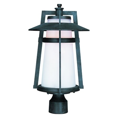 Maxim One Light Satin White Glass Adobe Post Light 3530SWAE